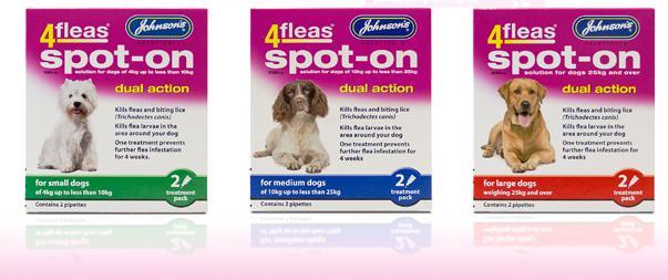 Johnson s 4Fleas Spot On For Dogs Varieties BROWNS PET RANGE