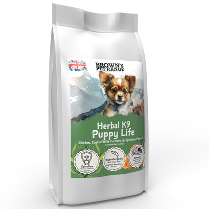 Spirulina & Turmeric Puppy Life Chicken | Herbal K9 Posh Nosh For Puppies - BROWNS PET RANGE