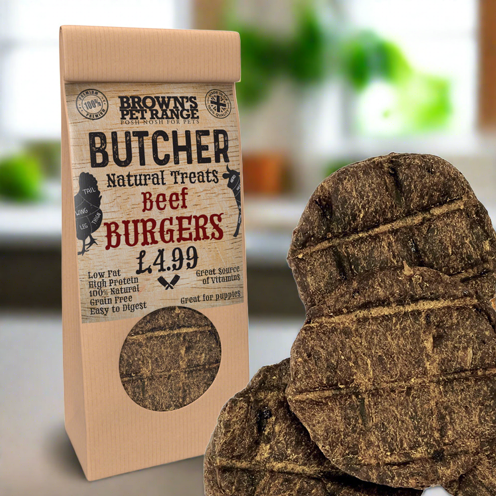 Beef Butchers Burgers x5 | Brown's Natural Dog Treats - BROWNS PET RANGE