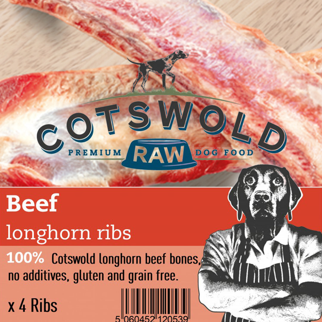 Cotswold RAW Longhorn Beef Ribs x4 - BROWNS PET RANGE