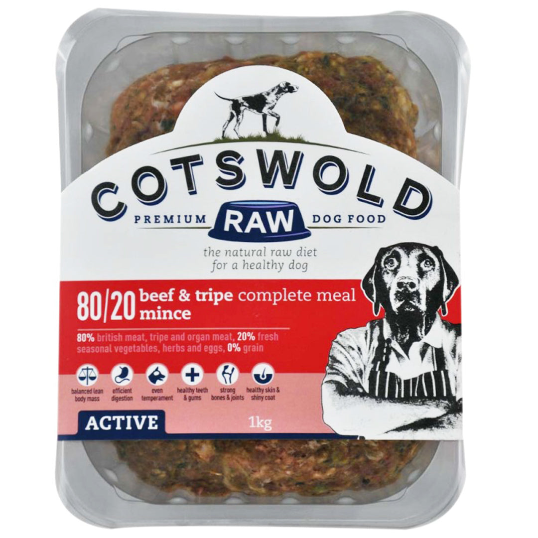 Cotswold RAW Beef & Tripe Mince - 80/20 Active - 10kg - BROWNS PET RANGE