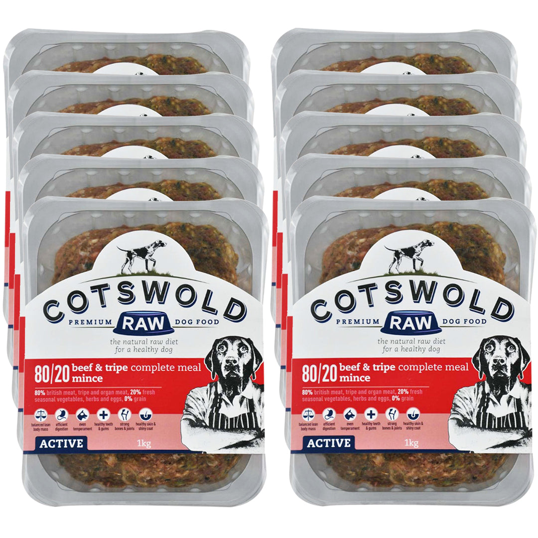 Cotswold RAW Beef & Tripe Mince - 80/20 Active - 10kg - BROWNS PET RANGE