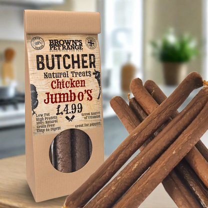 Chicken Butchers Jumbo Sausages x5 | Brown's Natural Dog Treats - BROWNS PET RANGE