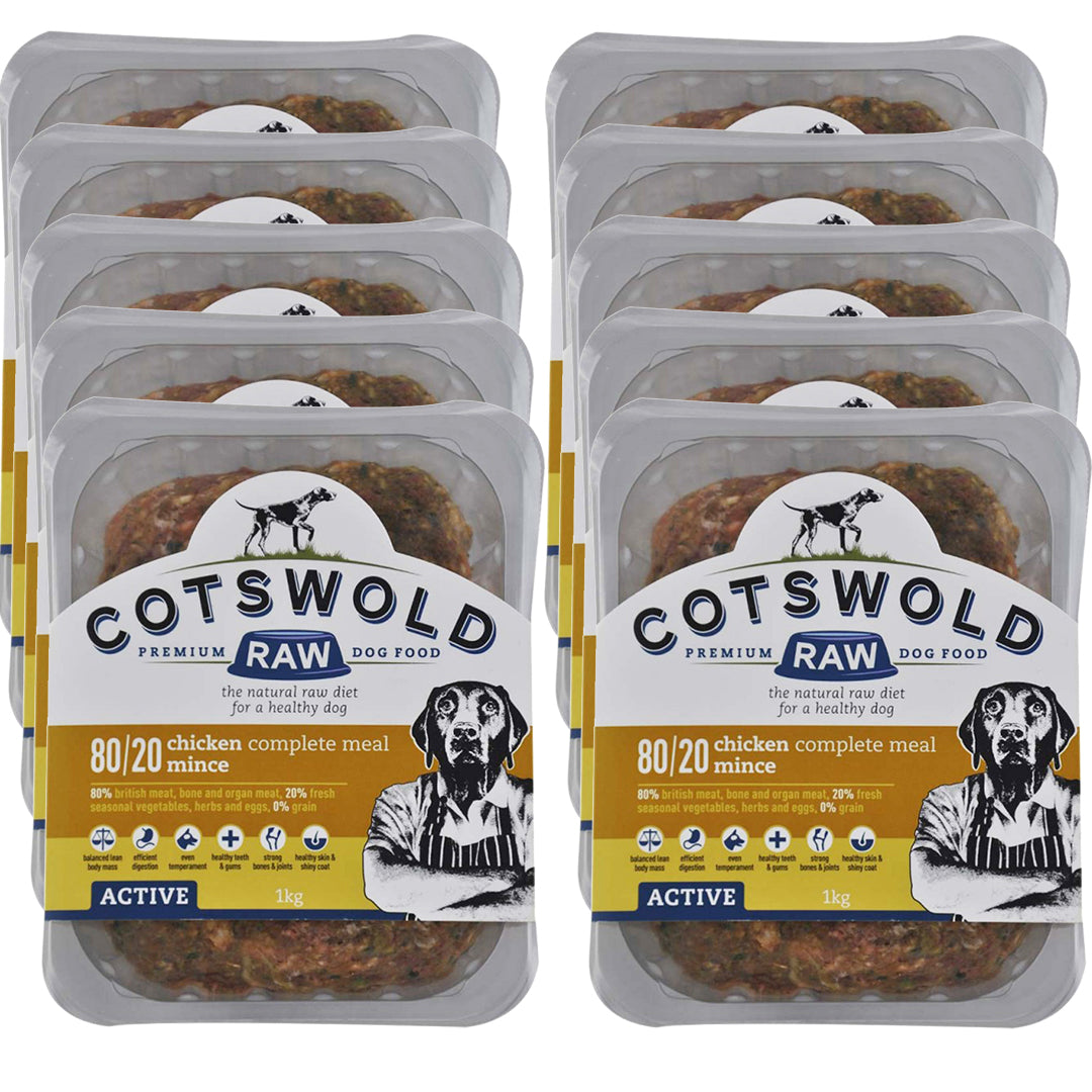 Cotswold RAW Chicken Mince - 80/20 Active - 10kg - BROWNS PET RANGE