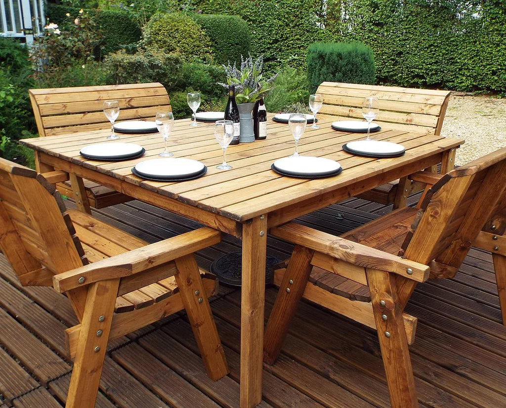 Eight Seater Bench Square Table Set