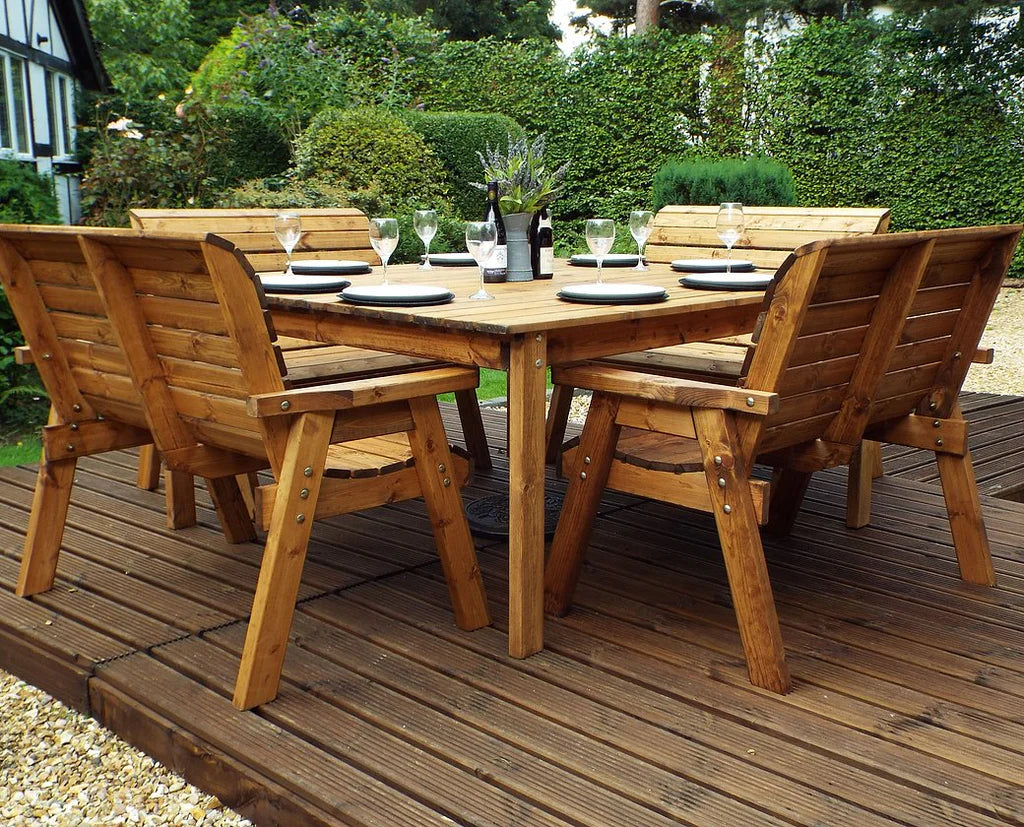 Eight Seater Bench Square Table Set