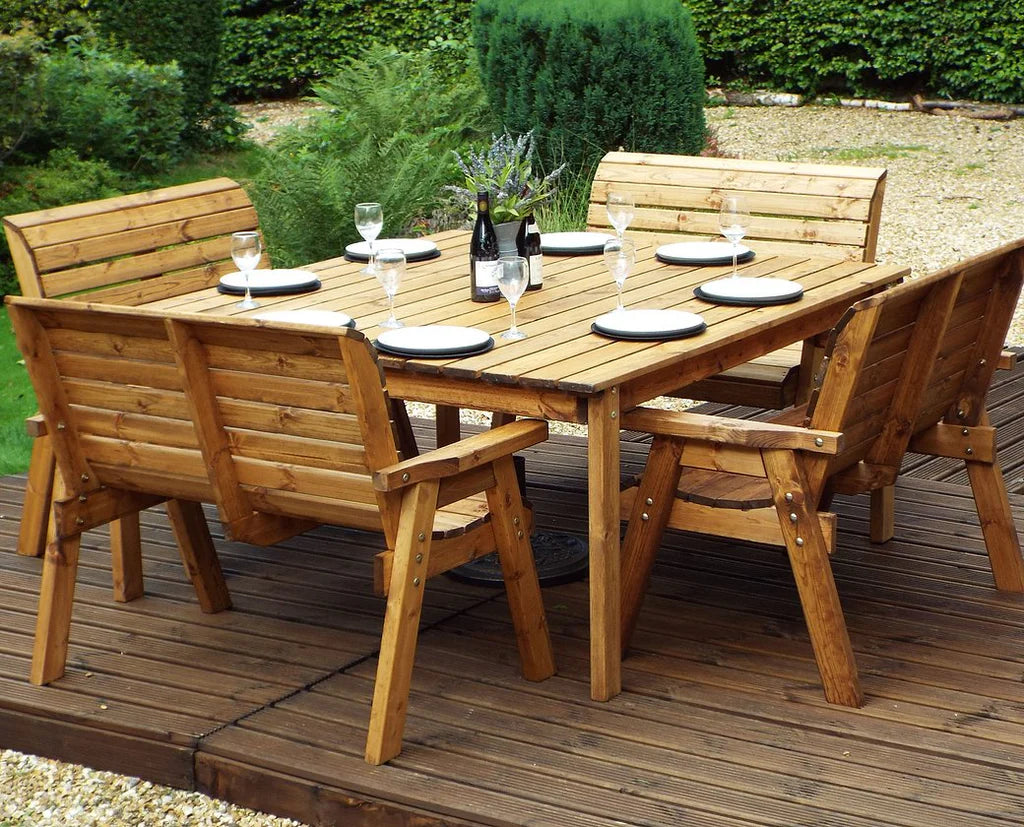 Eight Seater Bench Square Table Set