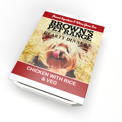 Brown's Hearty Dinners | Chicken Rice & Veg 395g - BROWNS PET RANGE