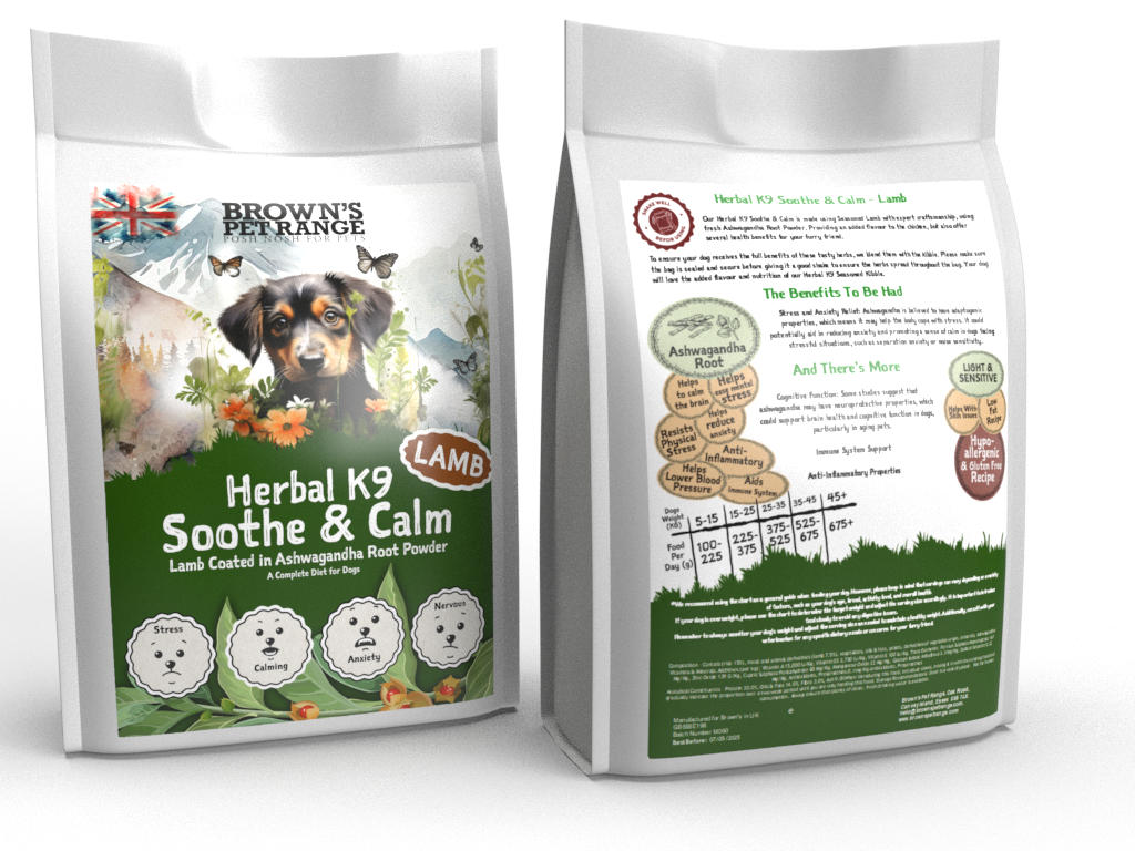 Soothe & Calm - Ashwaganda Seasoned Lamb | Herbal K9 Posh Nosh For Dogs - BROWNS PET RANGE