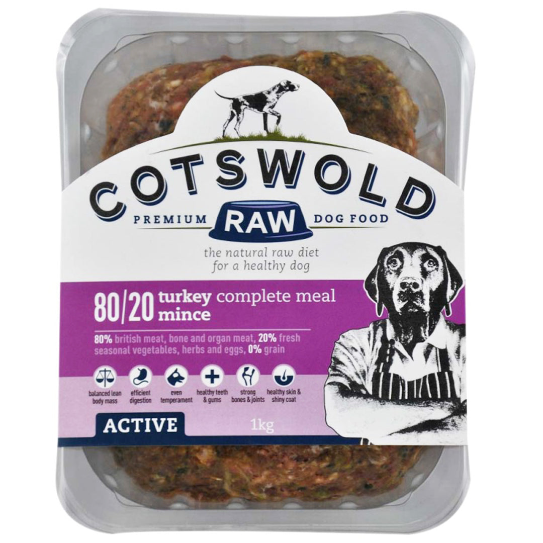 Cotswold RAW Turkey Mince - 80/20 Active - 10kg - BROWNS PET RANGE