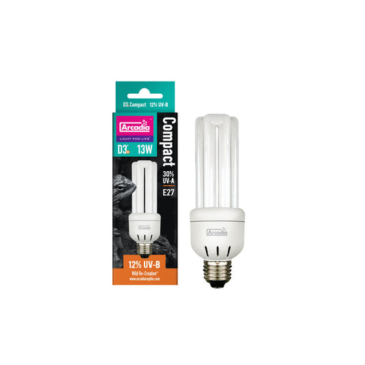 ARCADIA D3+ COMPACT BULB, 10%, (Size Varieties) - BROWNS PET RANGE