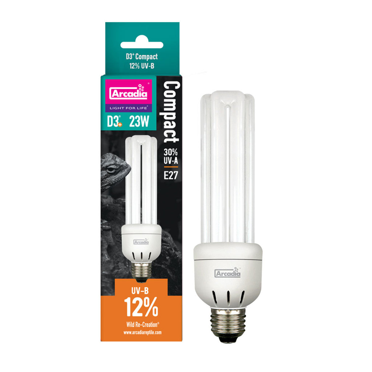 ARCADIA D3+ COMPACT BULB, 10%, (Size Varieties) - BROWNS PET RANGE