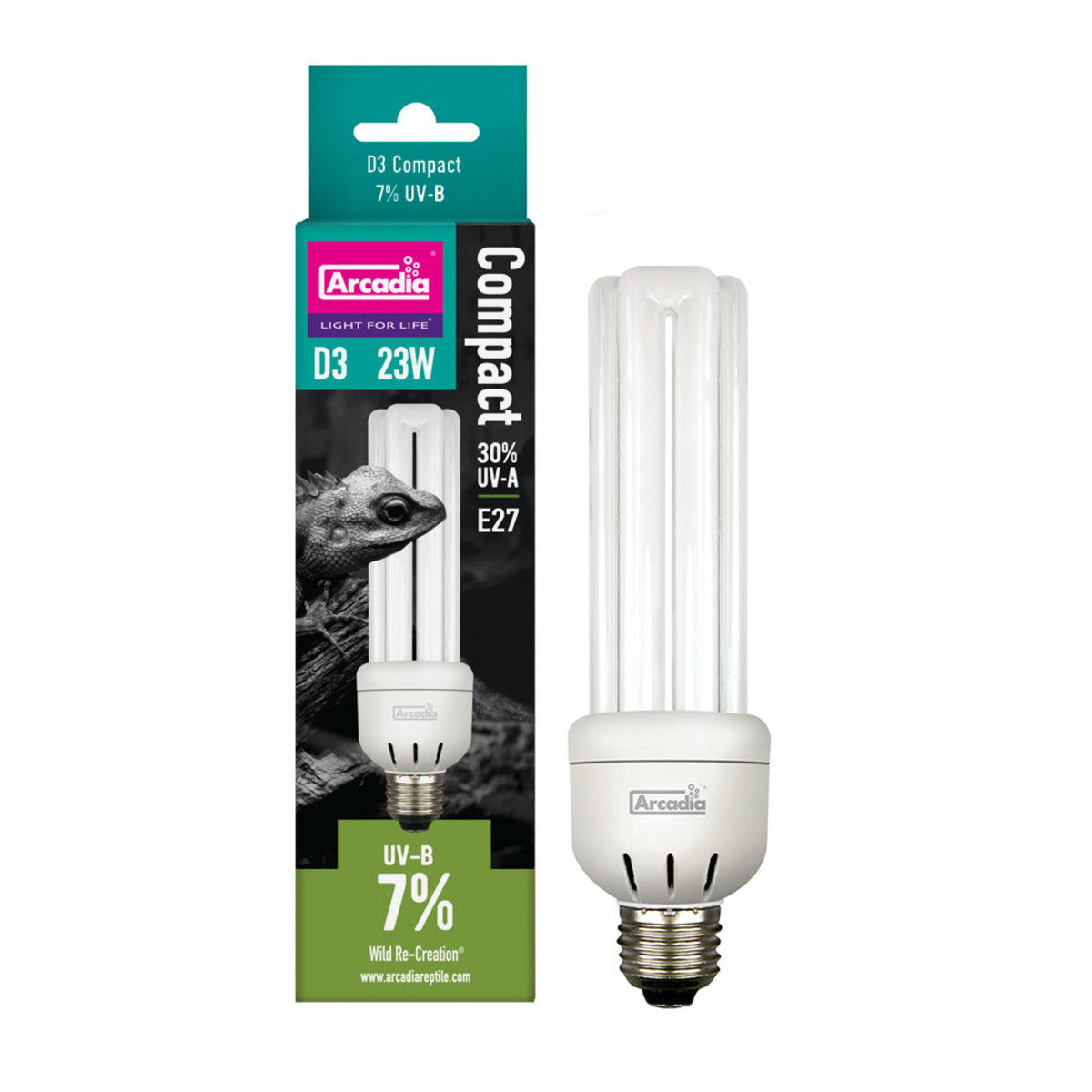 ARCADIA D3 COMPACT BULB, 7%, (Size Varieties) - BROWNS PET RANGE