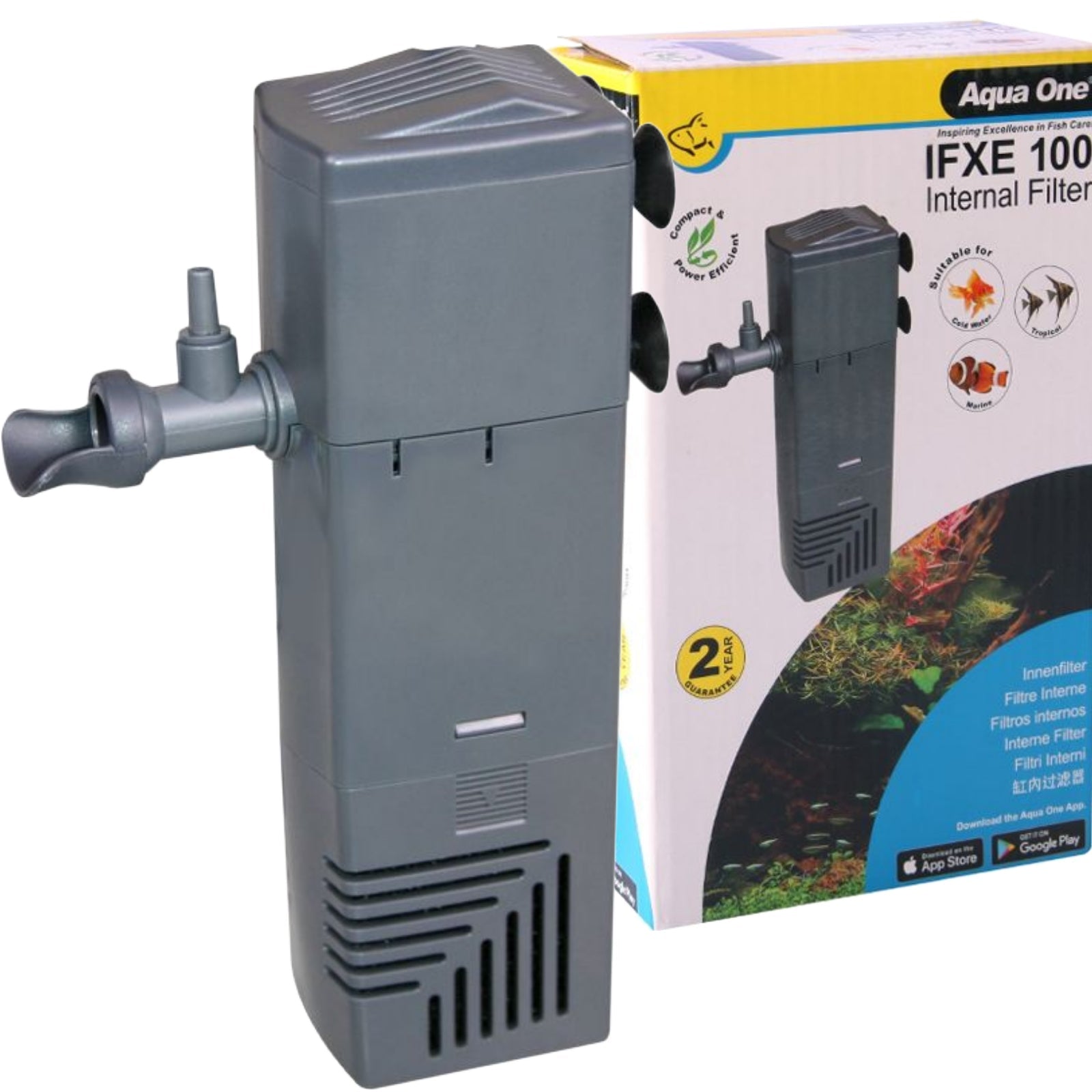 Aqua One IFXE 100 Internal Filter 350L/HR Aquariums up to 100ltrs - BROWNS PET RANGE