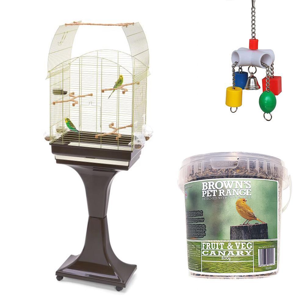 Brown's Bird Cage | Agata Delux Cage for Small Birds with Free Toy & Food - BROWNS PET RANGE