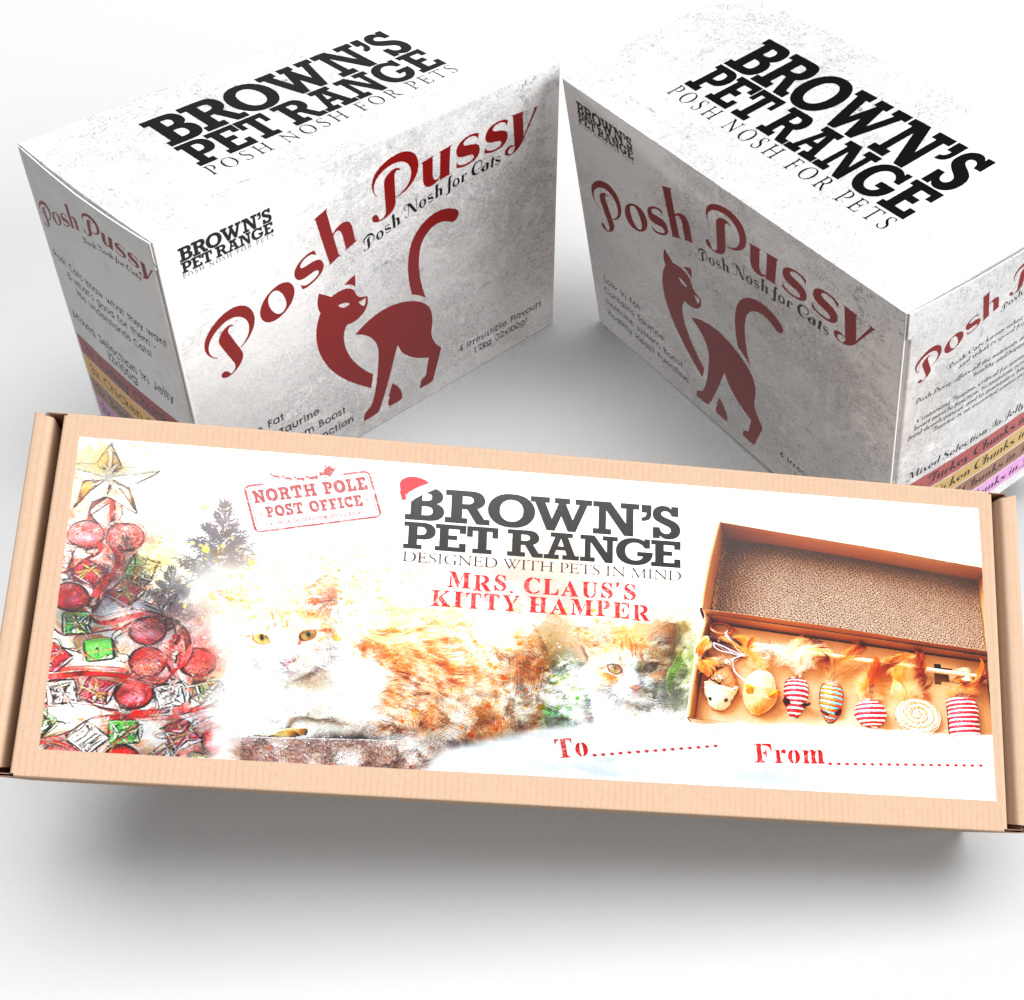 Brown's Cat Christmas | Mrs Claws Kitty Hamper - BROWNS PET RANGE