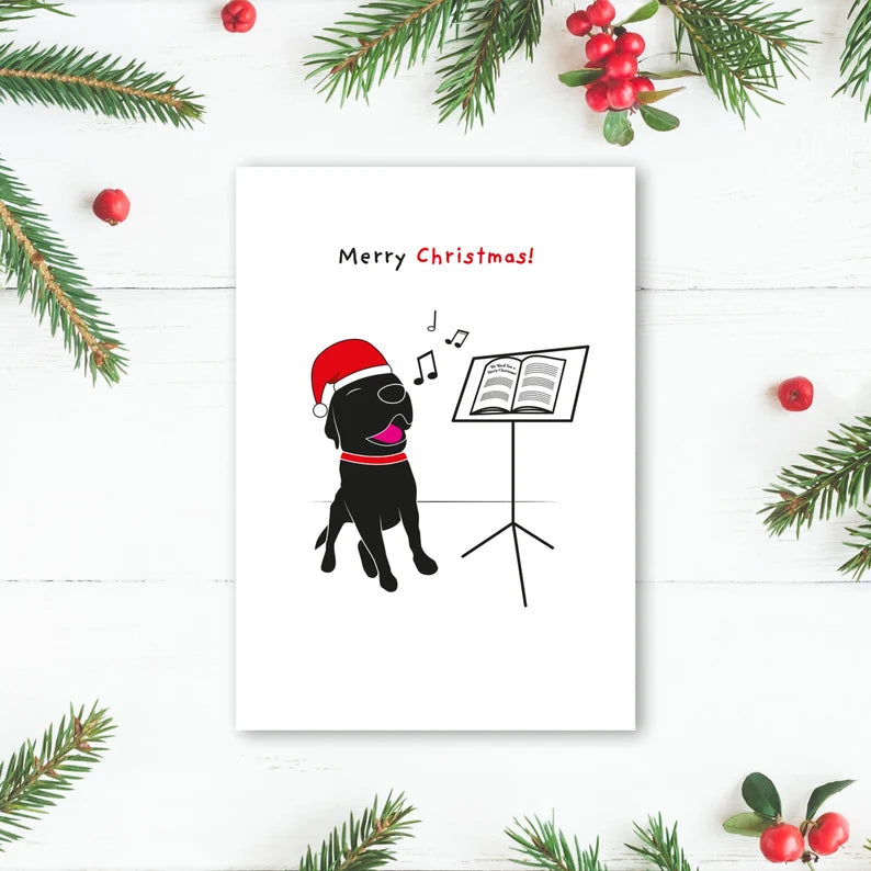 Brown's Christmas Festive Greeting Cards | Black Lab Carol Singing - BROWNS PET RANGE