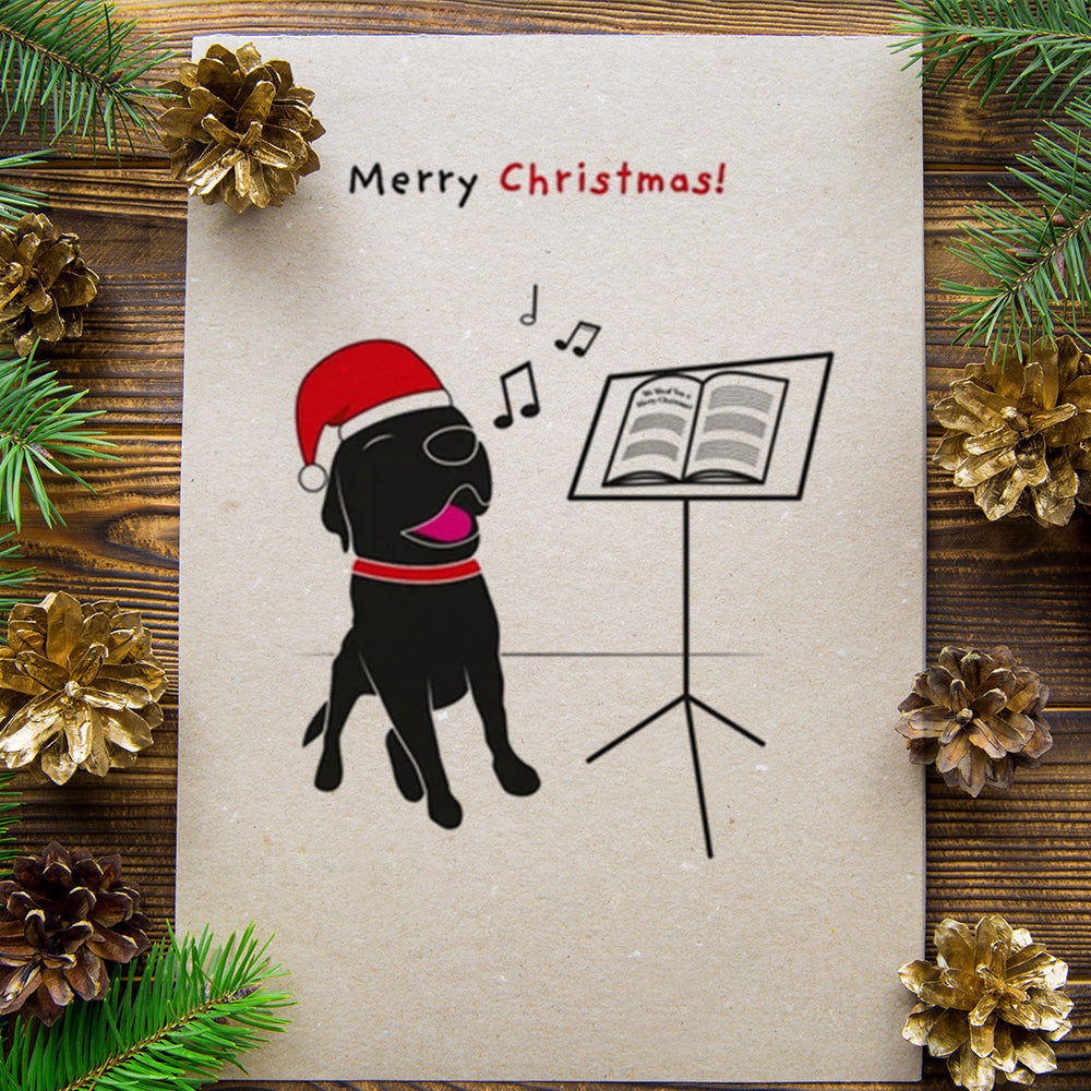 Brown's Christmas Festive Greeting Cards | Black Lab Carol Singing - BROWNS PET RANGE