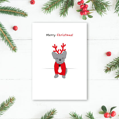 Brown's Christmas Festive Greeting Cards | Frenchie in a Christmas Jumper - BROWNS PET RANGE