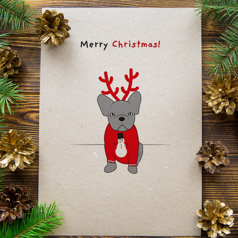 Brown's Christmas Festive Greeting Cards | Frenchie in a Christmas Jumper - BROWNS PET RANGE