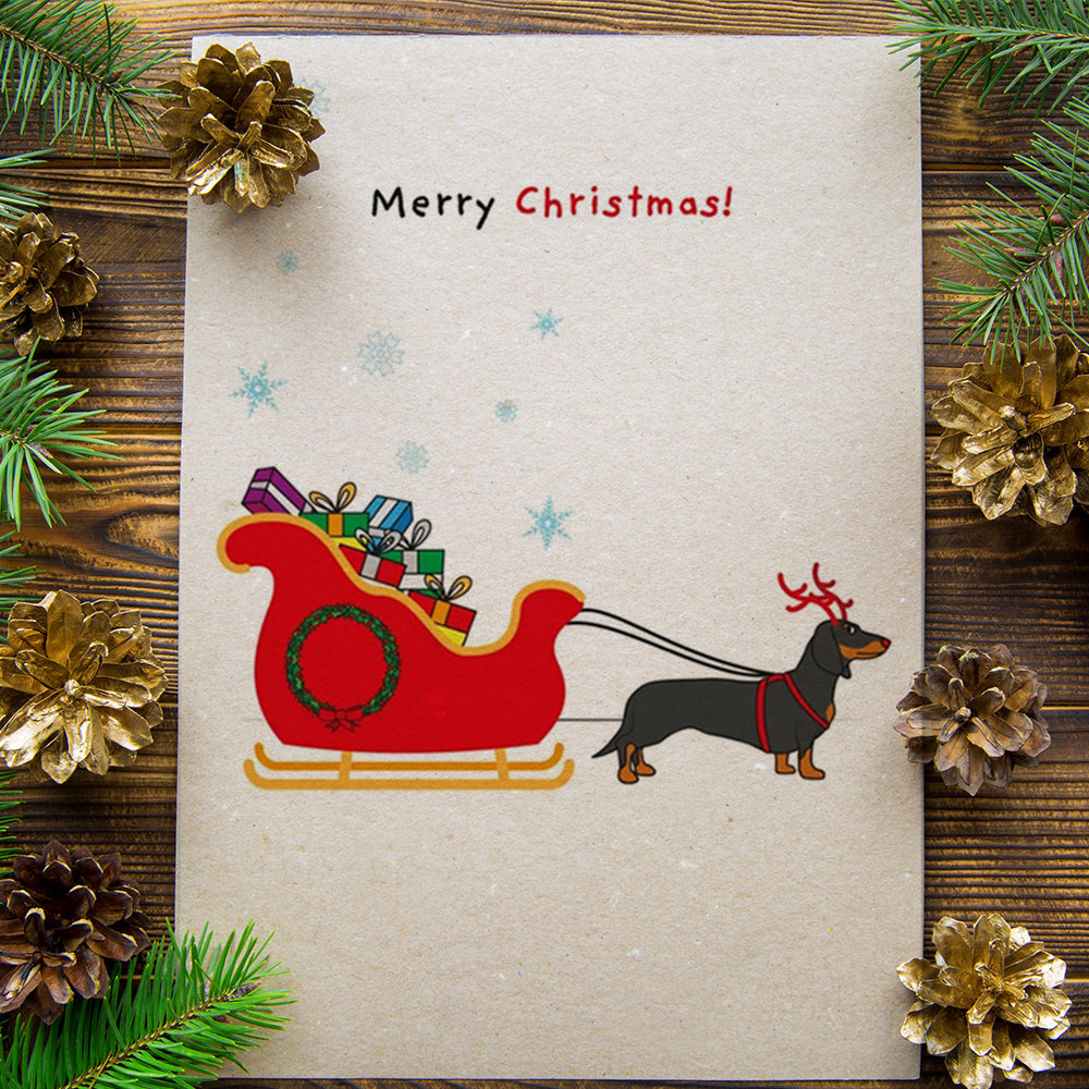 Brown's Christmas Festive Greeting Cards | Rudolf Dachshund - BROWNS PET RANGE