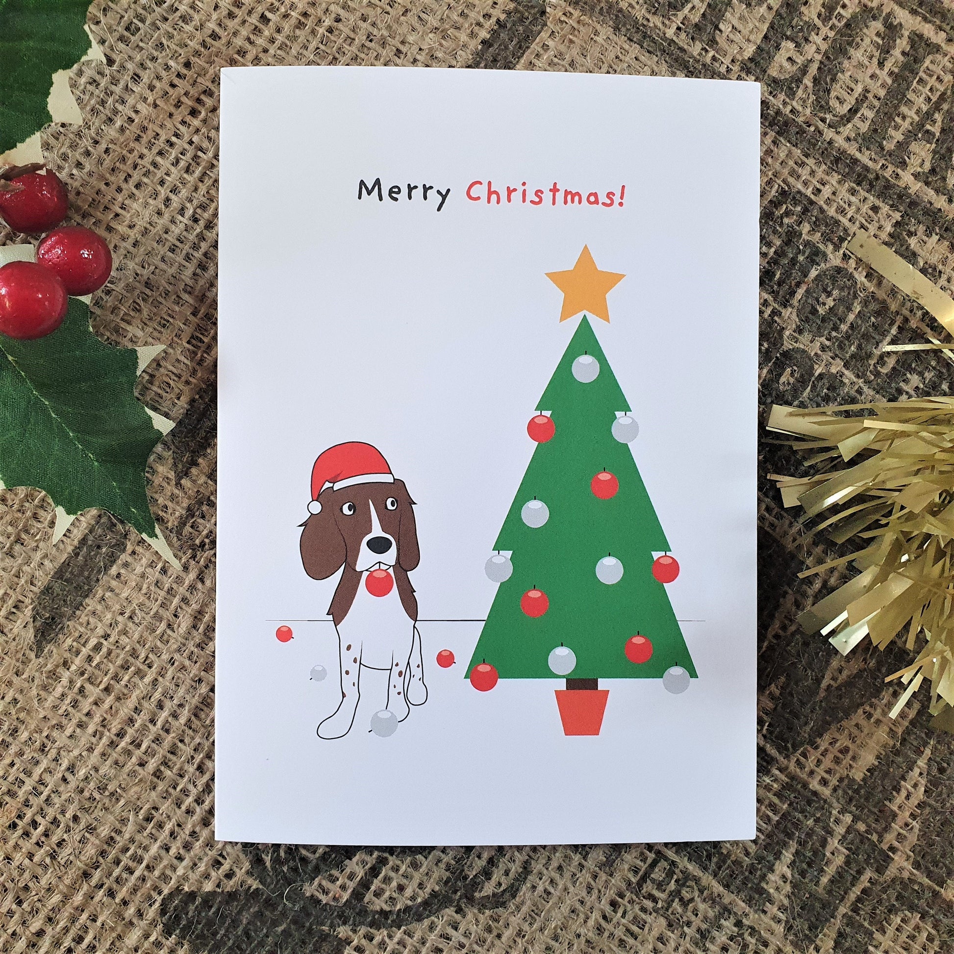 Brown's Christmas Festive Greeting Cards | Spaniel Destroying The Christmas Tree - BROWNS PET RANGE