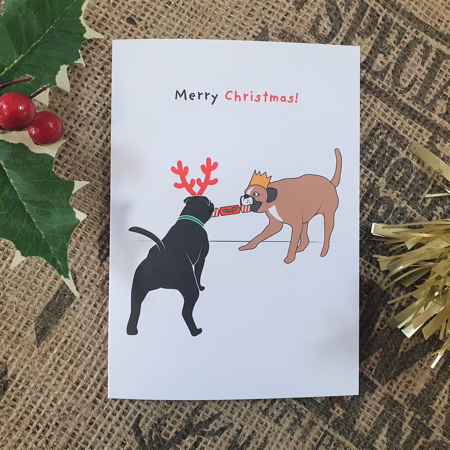 Brown's Christmas Festive Greeting Cards | Tug of War - BROWNS PET RANGE