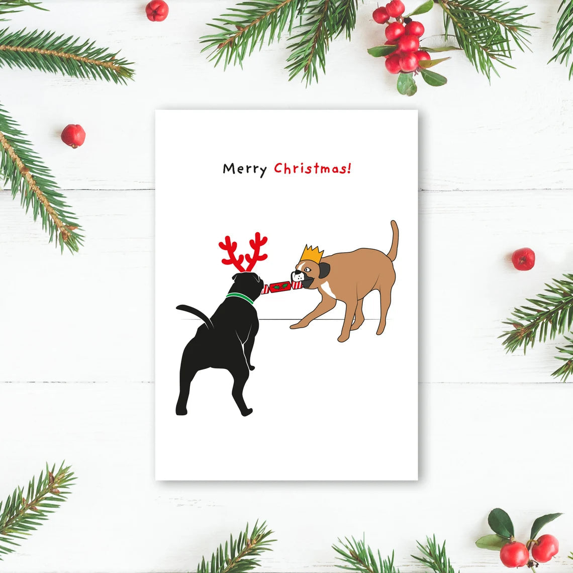 Brown's Christmas Festive Greeting Cards | Tug of War - BROWNS PET RANGE