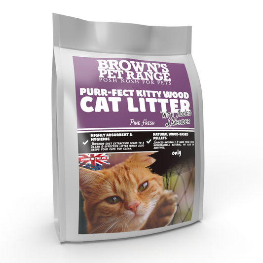 Brown's Purr-Fect Kitty Wood Litter | Pine Fresh Wood Cat Litter with Lavender - BROWNS PET RANGE