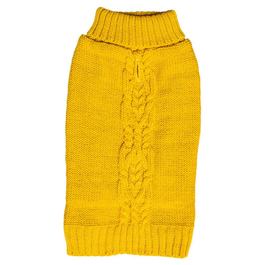 Brown's Woolly Jumpers | Mustard Knit Cable Jumper - BROWNS PET RANGE