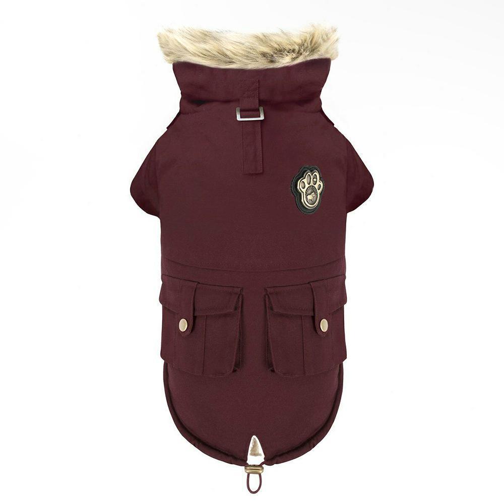 Canada Pooch Alaskan Army Parka Maroon SIZE 22-26 - Dog Coat - Browns Pet Range