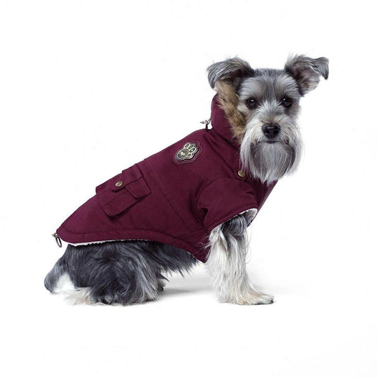 Canada Pooch Alaskan Army Parka Maroon SIZE 22-26 - Dog Coat - Browns Pet Range