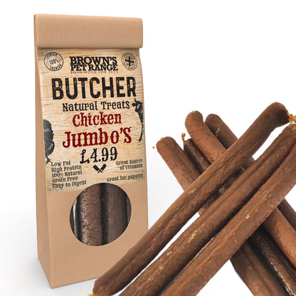 Chicken Butchers Jumbo Sausages x5 | Brown's Natural Dog Treats - BROWNS PET RANGE