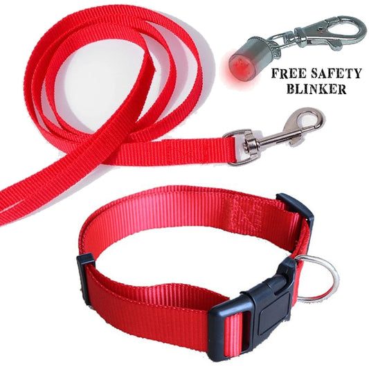 Classic Stylish Webbing Collar & Lead Set With Free Safety Tag - BROWNS PET RANGE