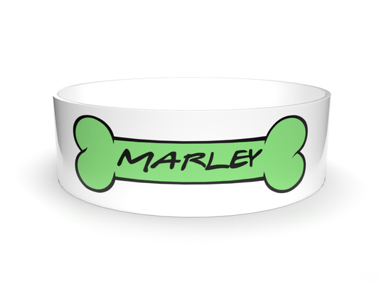 Green Bone Personalised Named Dog Bowl - BROWNS PET RANGE