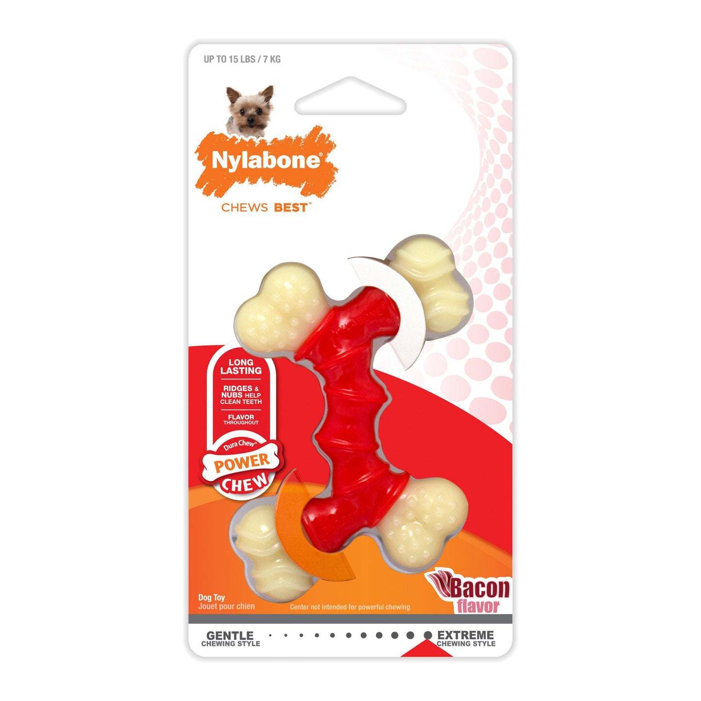 Nylabone Power Chew Double Bone, Bacon - Chew toy - Browns Pet Range