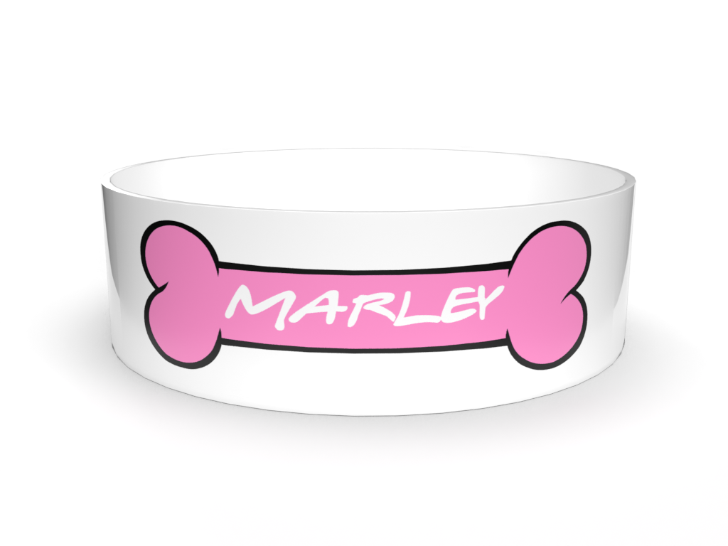 Pink Bone Personalised Named Dog Bowl - BROWNS PET RANGE