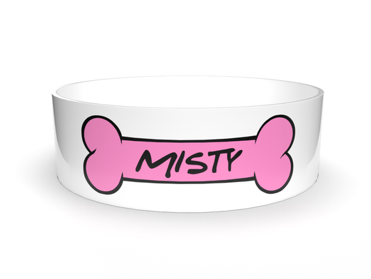 Pink Bone Personalised Named Dog Bowl - BROWNS PET RANGE