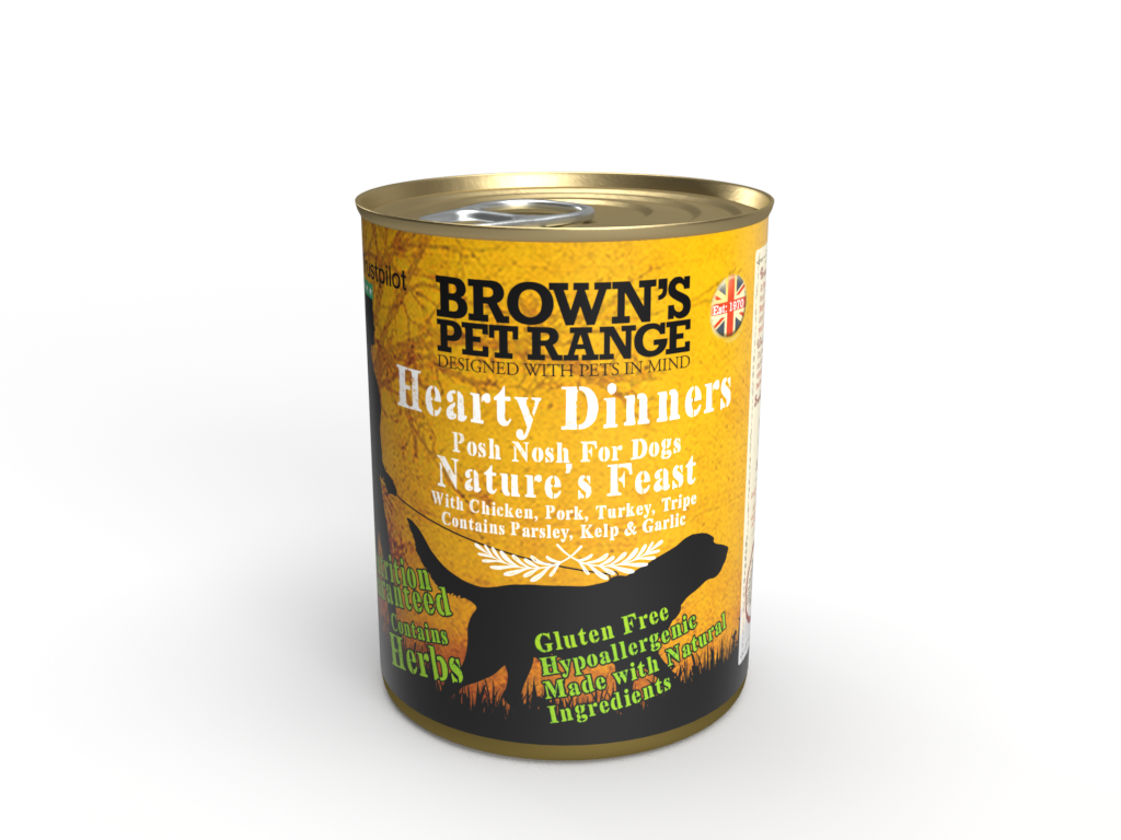 Brown's Hearty Dinner's | Posh Nosh For Dogs | Mixed Dozen - BROWNS PET RANGE